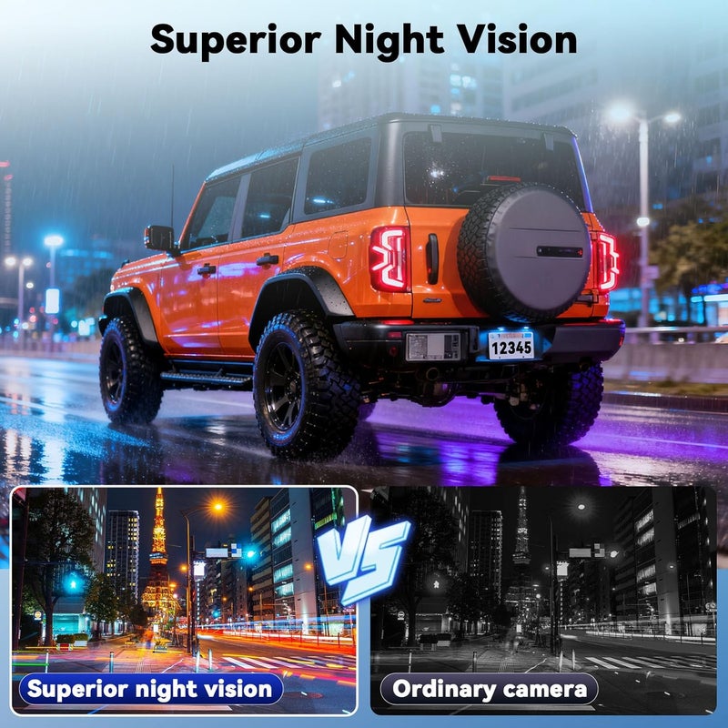 UNITOPSCI Mirror Dash Cam 4.5 Inch Rear View Mirror Camera 1080P Front and 480P Rear View Dual Cameras with 32G Card, Motion Detection, Night Vision, Parking Assistance, Loop Recording，Exposure Adjustment - Image 4